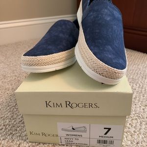 NWT Kim Rogers Blue Tie Dye Canvas Slip-on shoes